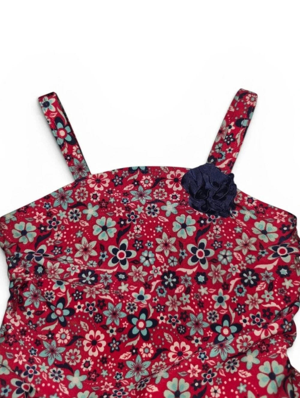 Cat & Jack Floral Swimsuit with Navy Rosette